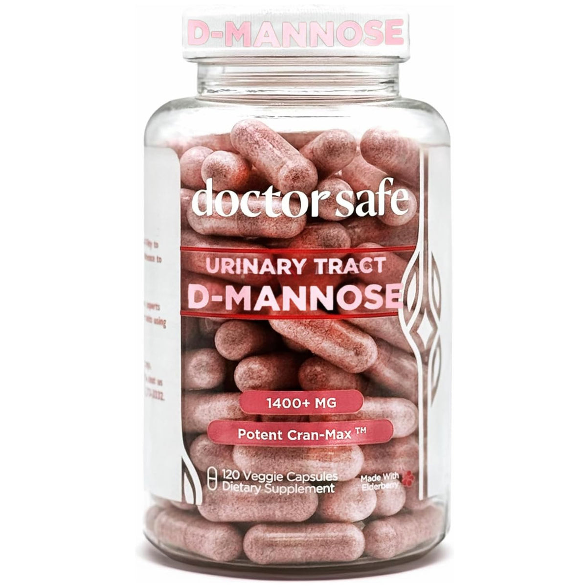DOCTOR SAFE Cranberry-D-Mannose cápsulas en botella para apoyo diario del tracto urinario