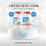 Etiqueta del frasco Doctor's Best glucosamina vegana con información de ingredientes.