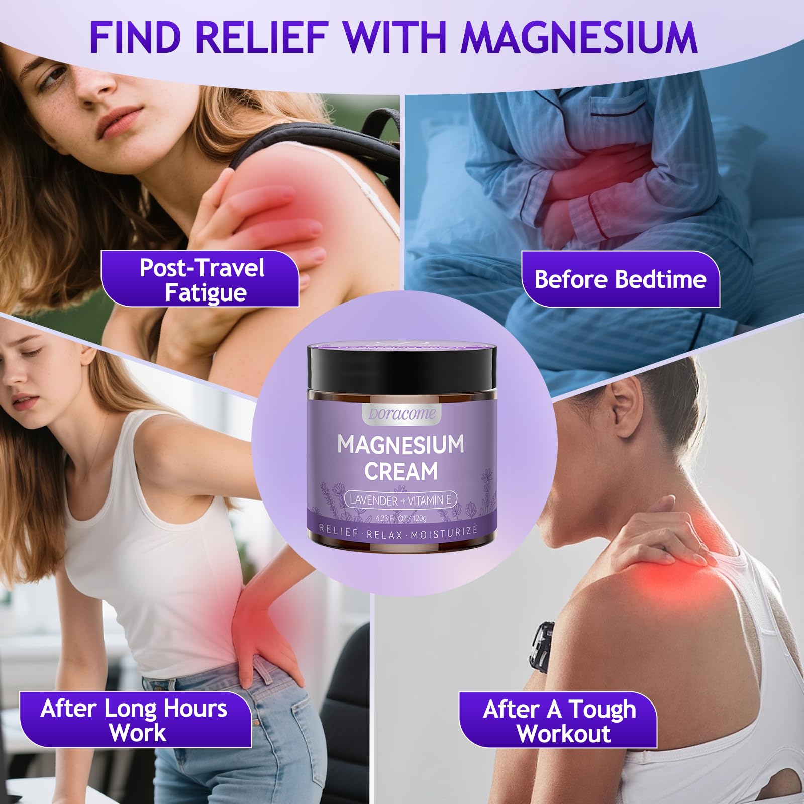 Doracome crema magnesio textura ligera que se absorbe rápido
