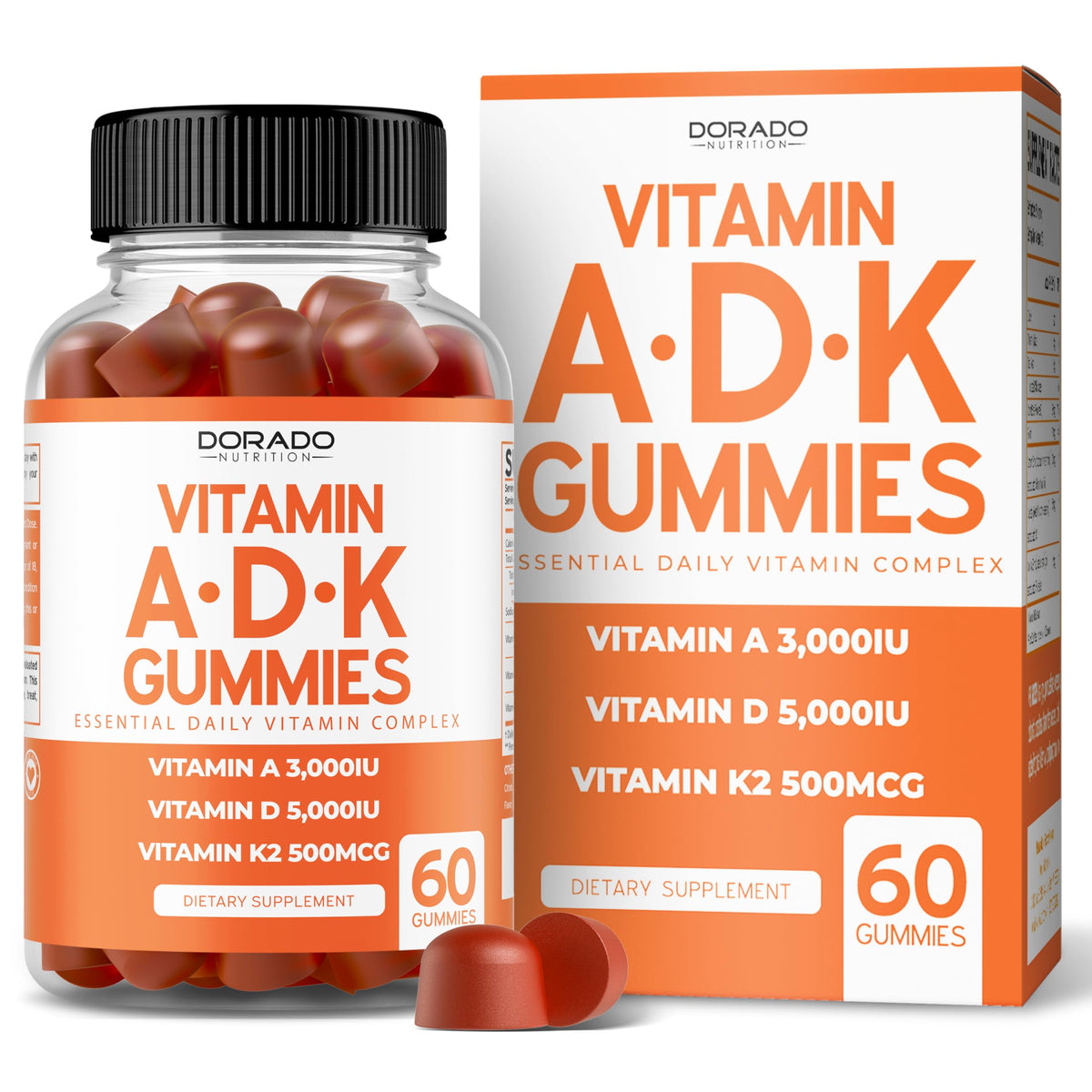 Gomitas ADK de Dorado Nutrition en frasco con sabor frambuesa para bienestar diario