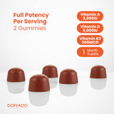 Manos sosteniendo gomitas ADK Dorado Nutrition para snack saludable