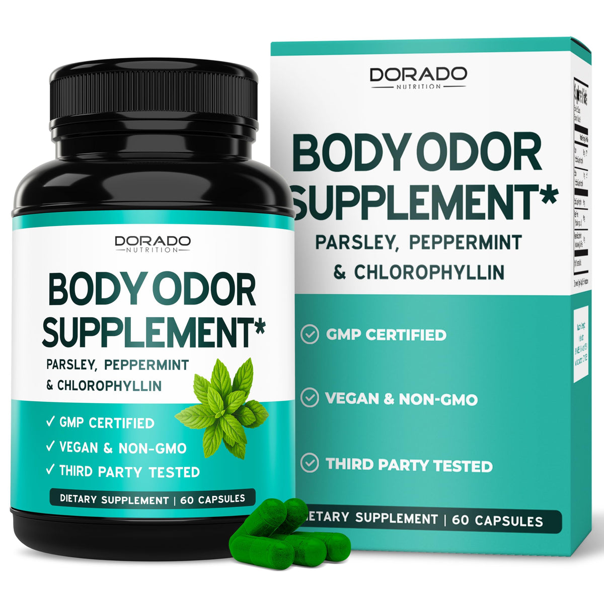 DORADO NUTRITION: cápsulas de clorofila para frescura corporal todo el día.