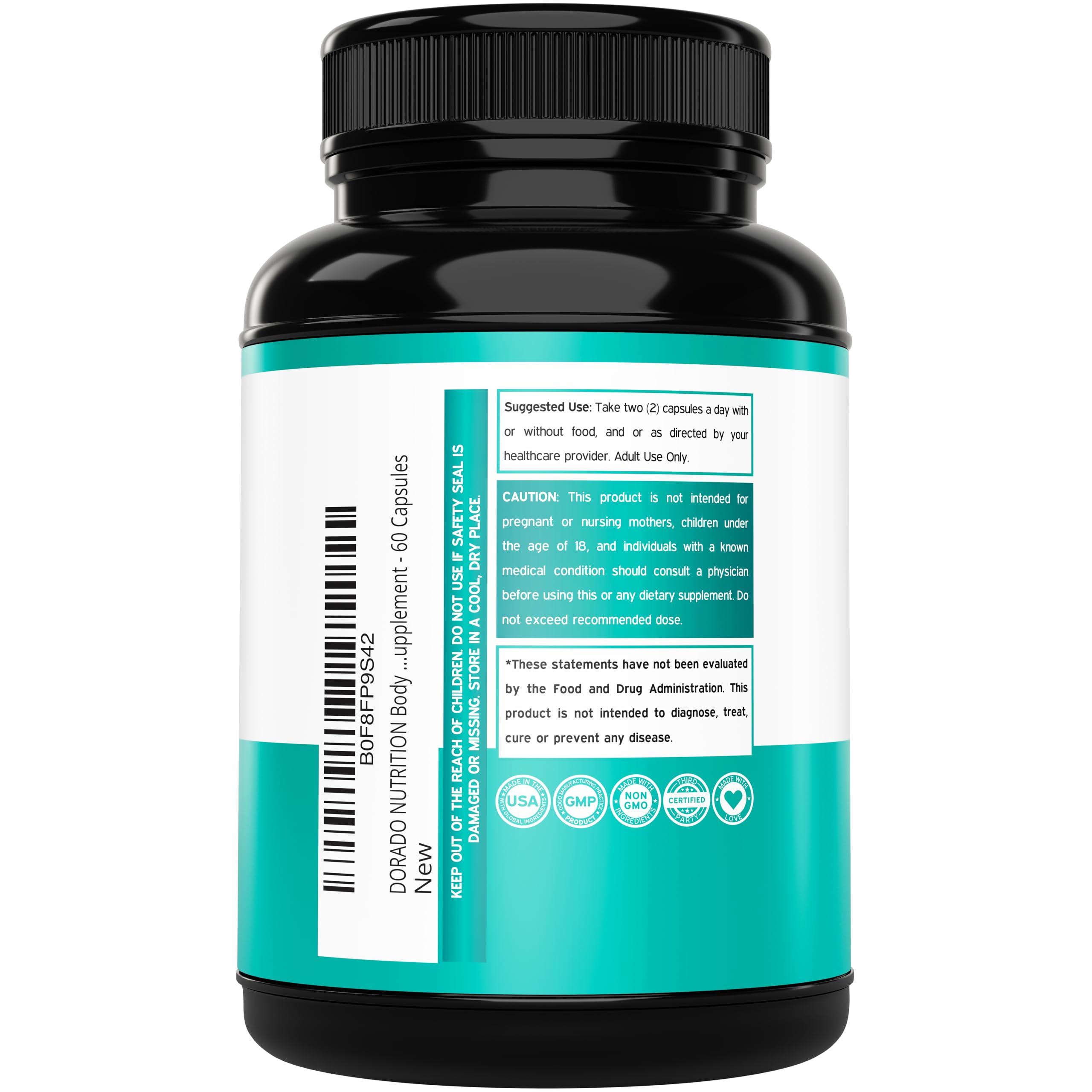 DORADO NUTRITION: botella de clorofila de 60 cápsulas, vegana.