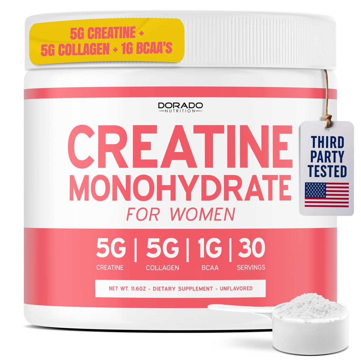 Dorado Nutrition Creatina Monohidrato para mujeres, polvo para energía en entrenos