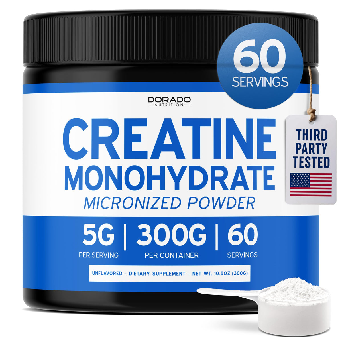DORADO NUTRITION Creatina Monohidrato en empaque, ideal para energía durante entrenamientos intensos.