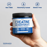 Creatina Monohidrato sin sabor de Dorado Nutrition, opción versátil para mezclar en cualquier bebida.
