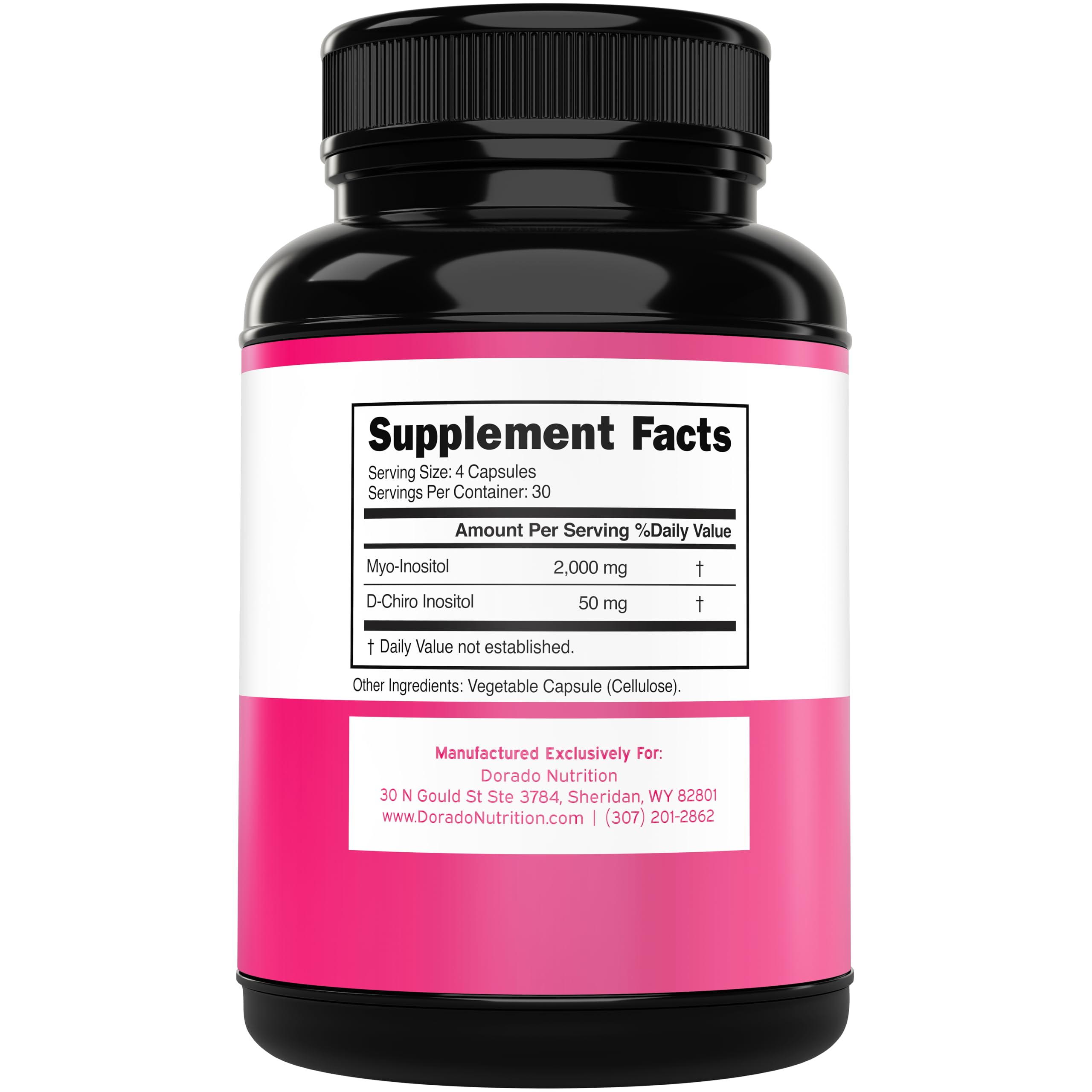 Dorado Nutrition D-Chiro Inositol en cápsulas para soporte del ciclo.