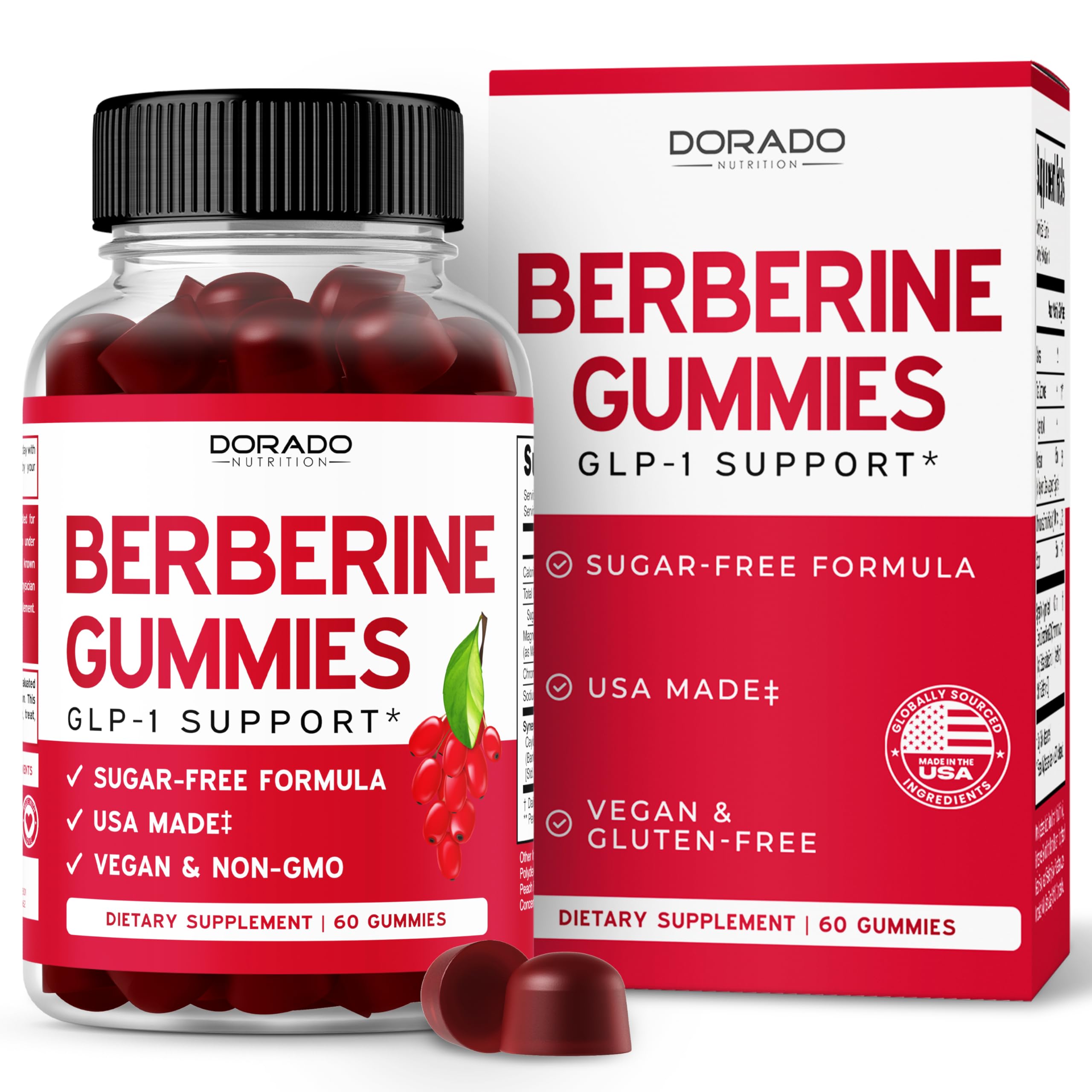 Gomitas de berberina con canela de Ceilón en botella de Dorado Nutrition, sabor agradable y sin azúcar