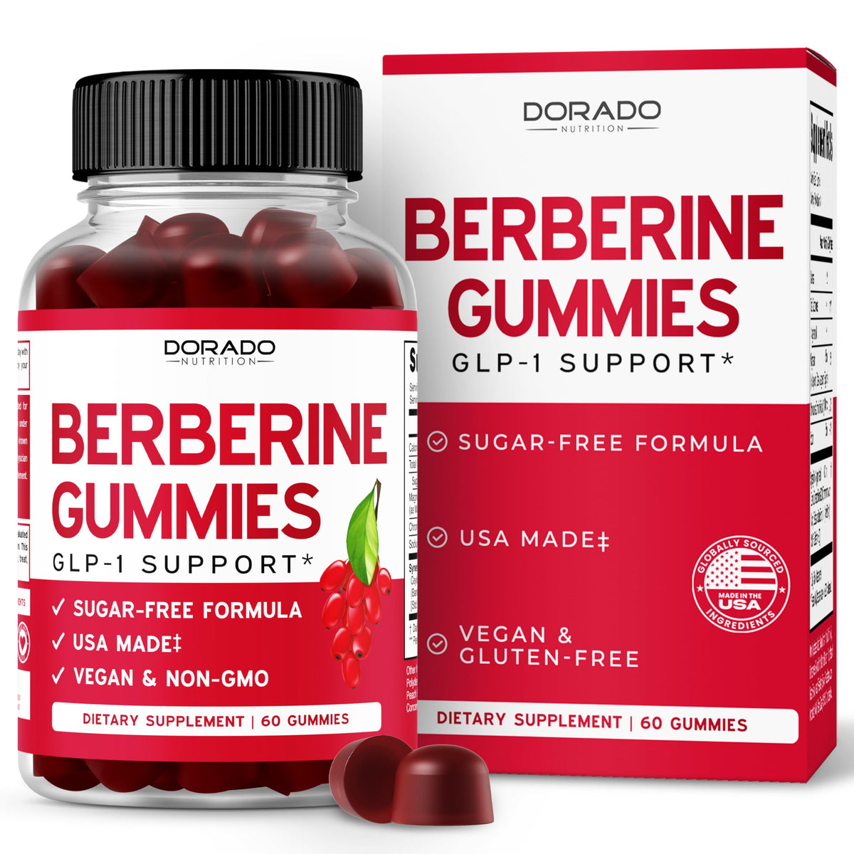 Gomitas de berberina con canela de Ceilón en botella de Dorado Nutrition, sabor agradable y sin azúcar