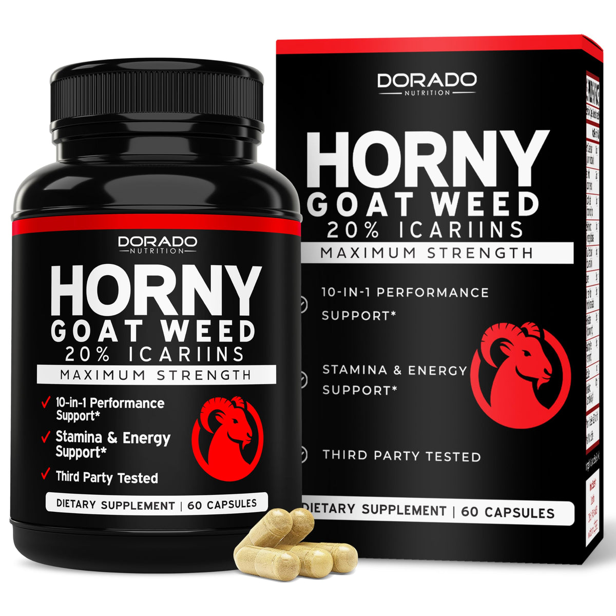 DORADO NUTRITION: hierba de chivo excitante en botella, posible impulso de energía diaria.