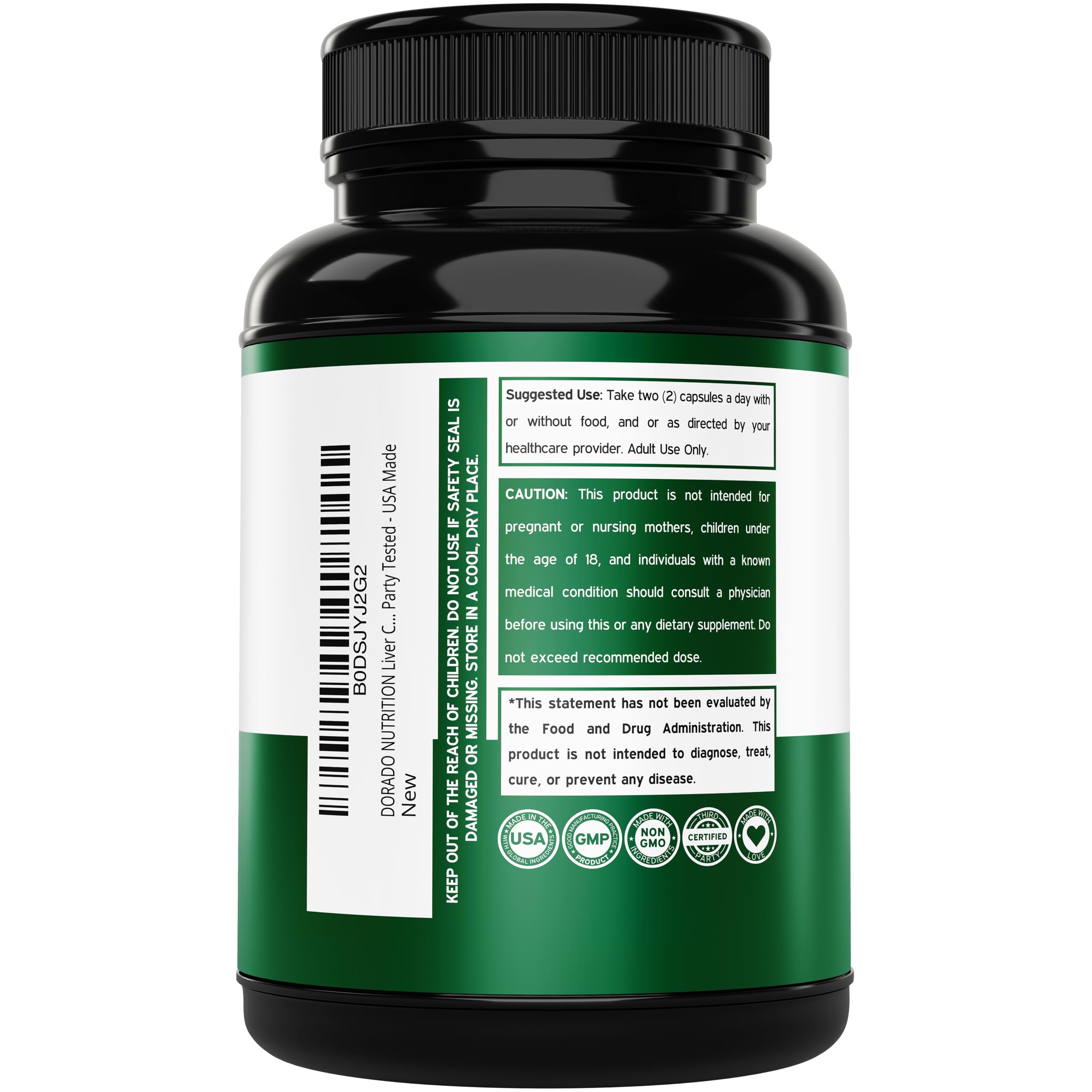 Dorado Nutrition Liver Cleanse cápsulas veganas, fácil consumo diario para bienestar general.