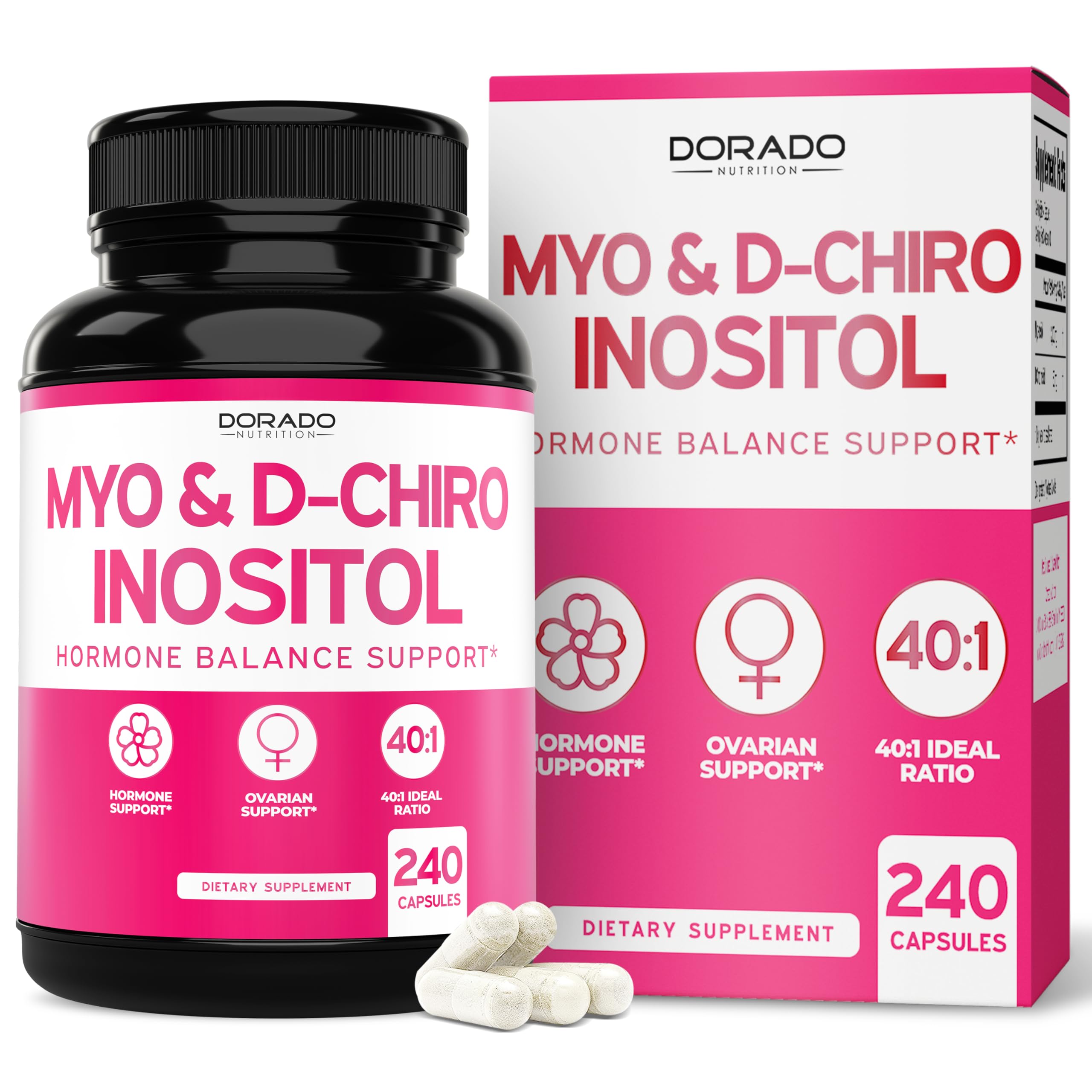 DORADO NUTRITION Myo-Inositol, cápsulas en presentación, fáciles de tomar para uso diario.