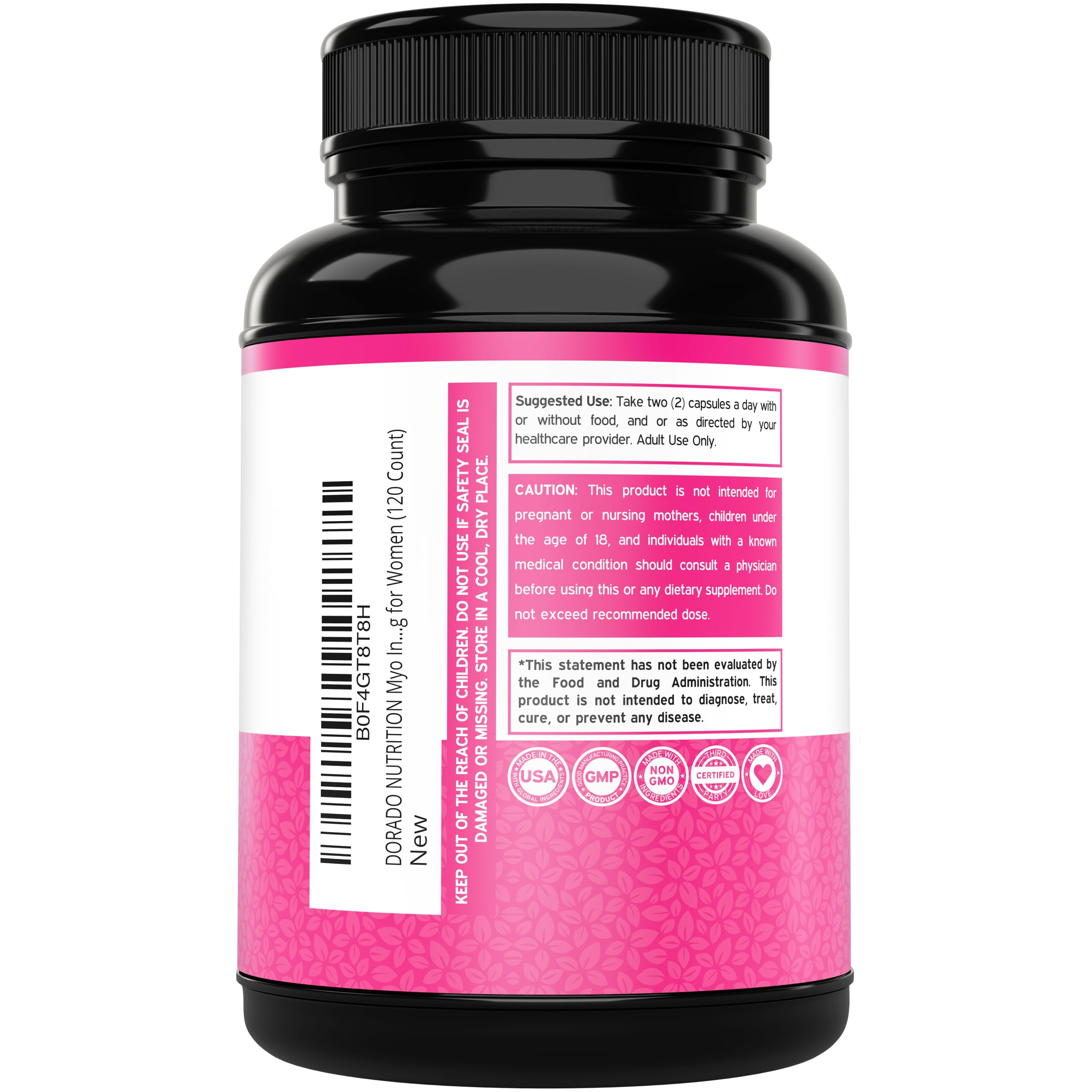 Cápsulas vegetarianas de Dorado Nutrition Myo-Inositol listas para uso diario