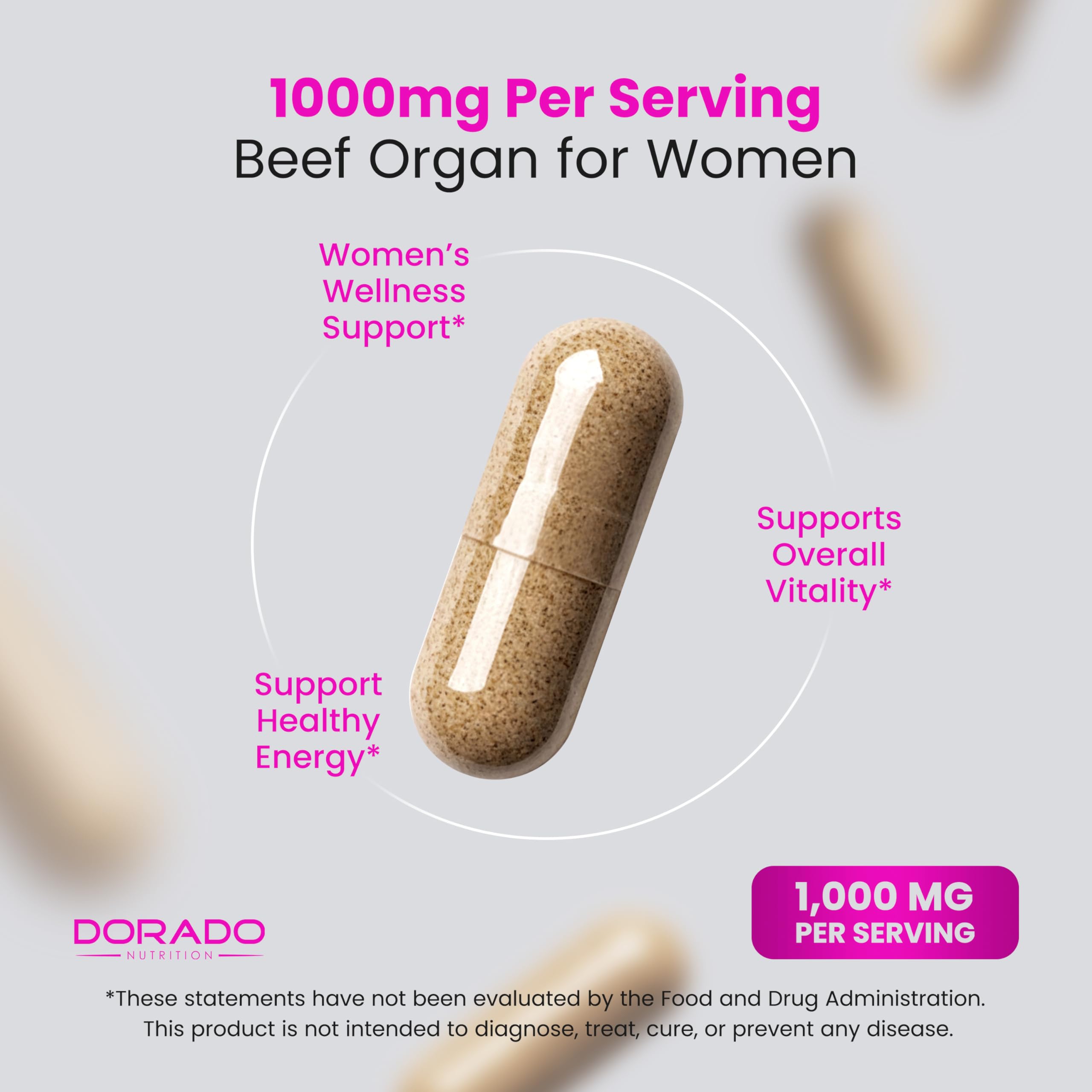 DORADO NUTRITION Útero de vaca, nutriente tradicional para bienestar femenino.
