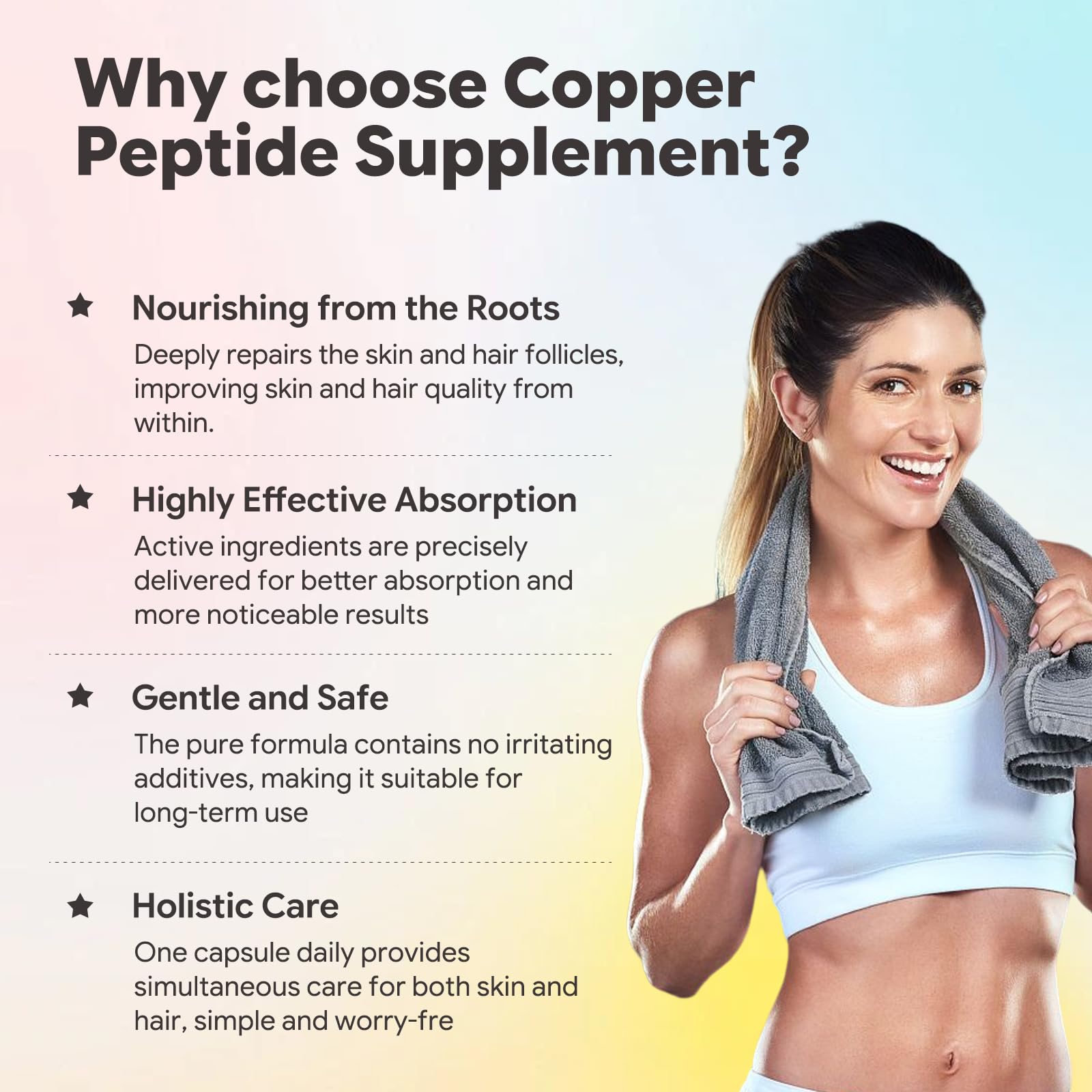 Mezcla científica potencia péptidos para piel firme y cabello fuerte
