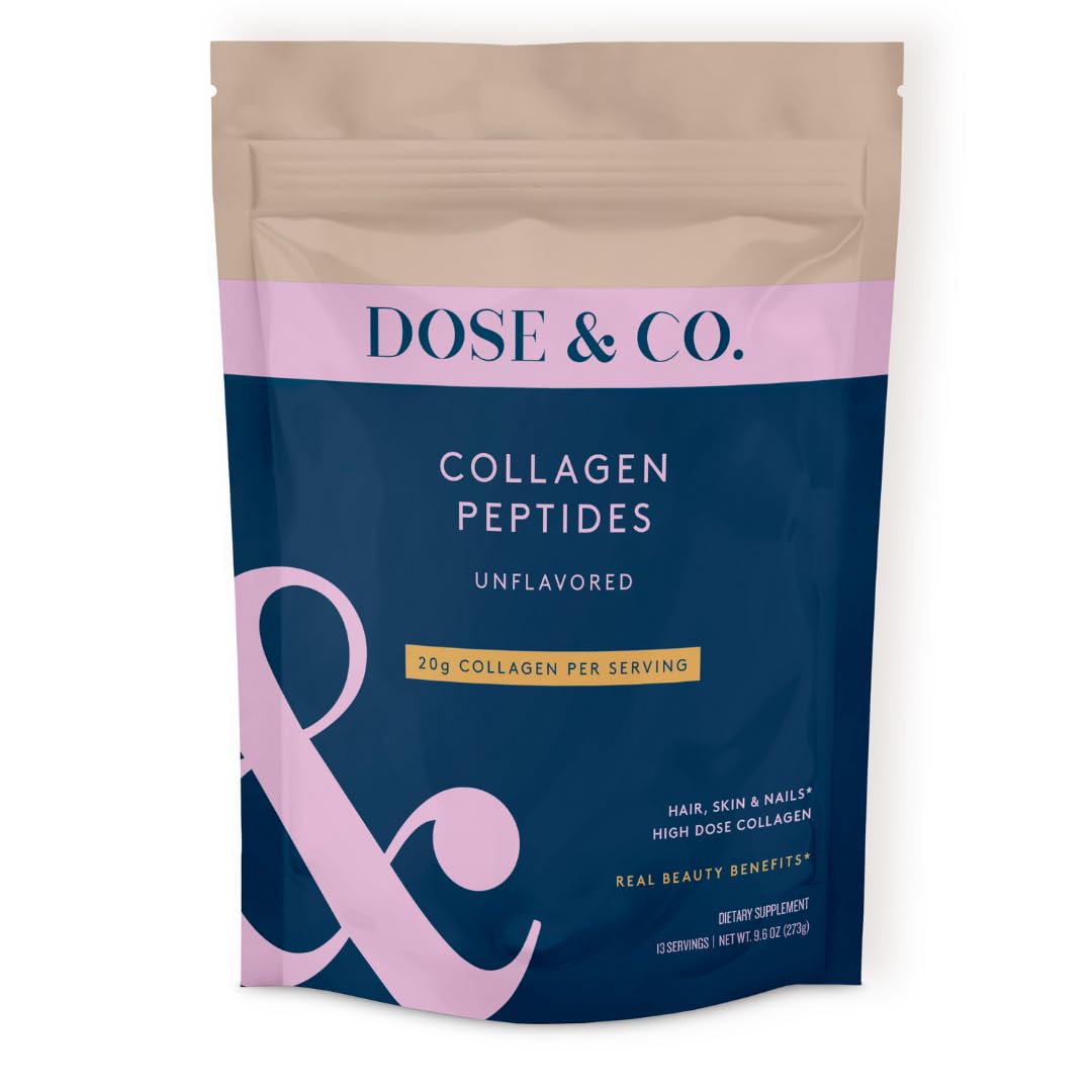 DOSE & CO. Colágeno puro en polvo sin sabor, ideal para mezclar en bebidas.