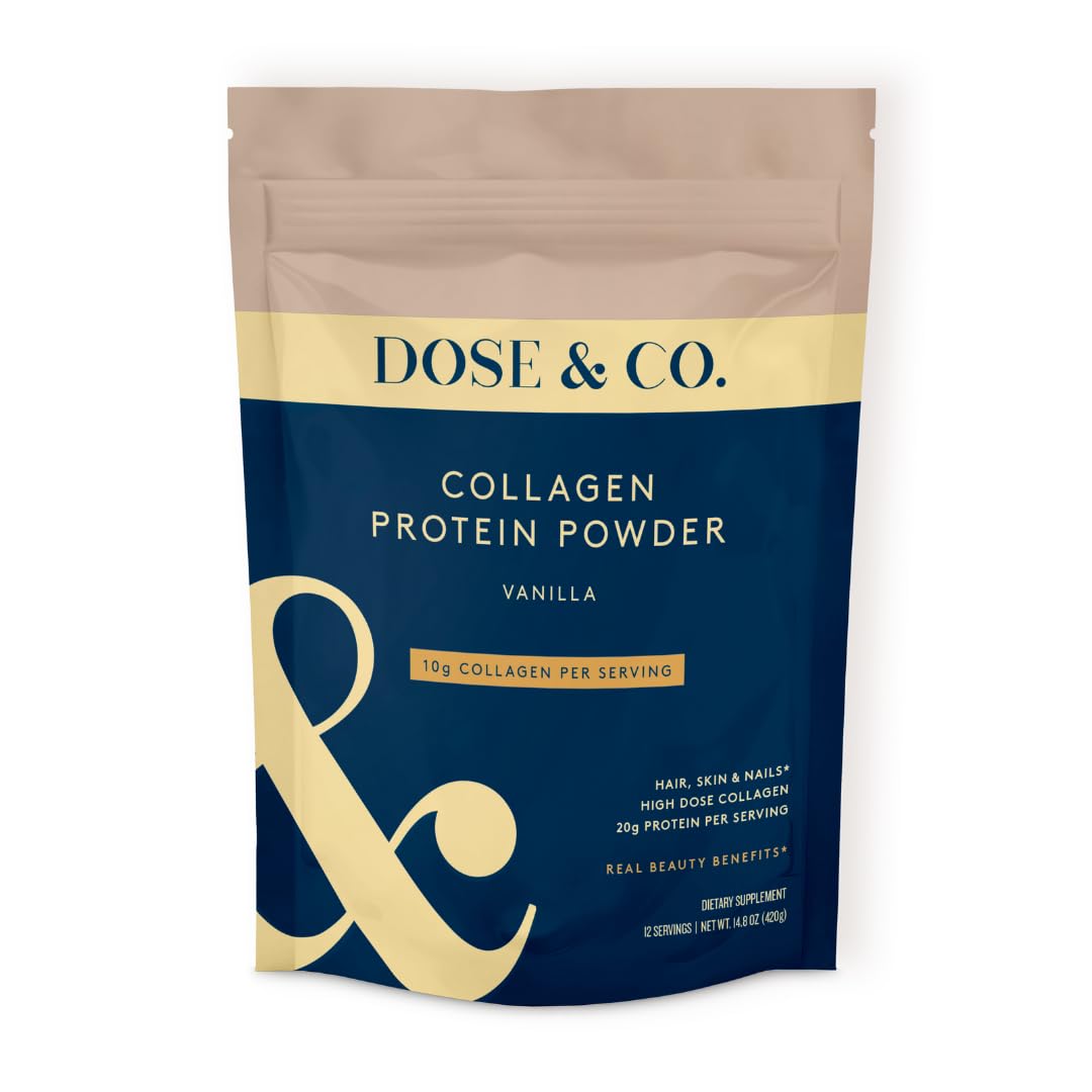 DOSE & CO Colágeno vainilla, bote visible para piel y uñas saludables