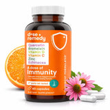 Dose + Remedy: cápsulas de inmunidad con quercetina en botella para uso diario.