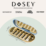 Dosey compacto acabado azul, un toque sofisticado para la rutina diaria.