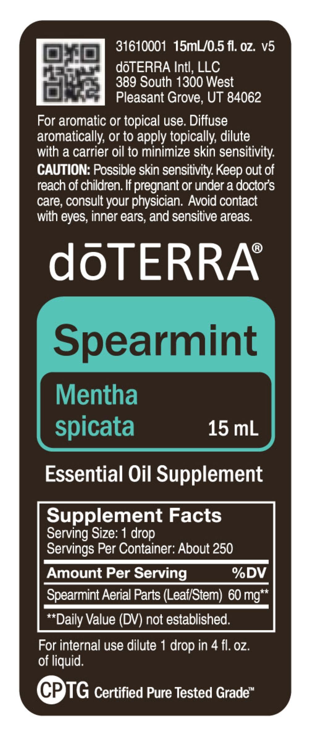 doTERRA Menta Verde aceite esencial, aroma suave para enfoque durante tareas