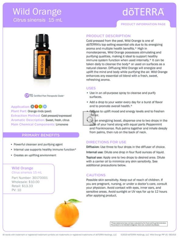 doTERRA Naranja Salvaje gotas, ideal para masaje ligero con portador.
