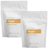 doTERRA Gotas Digestivas de Jengibre, empaque portátil, sabor dulce y picante para uso en movimiento.