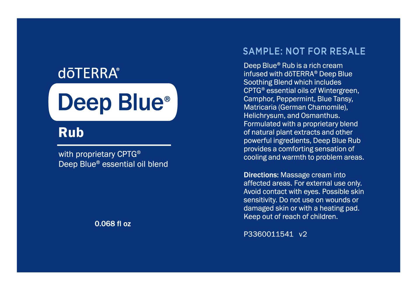 doTERRA Deep Blue Rub muestra compacta para llevar a cualquier lugar