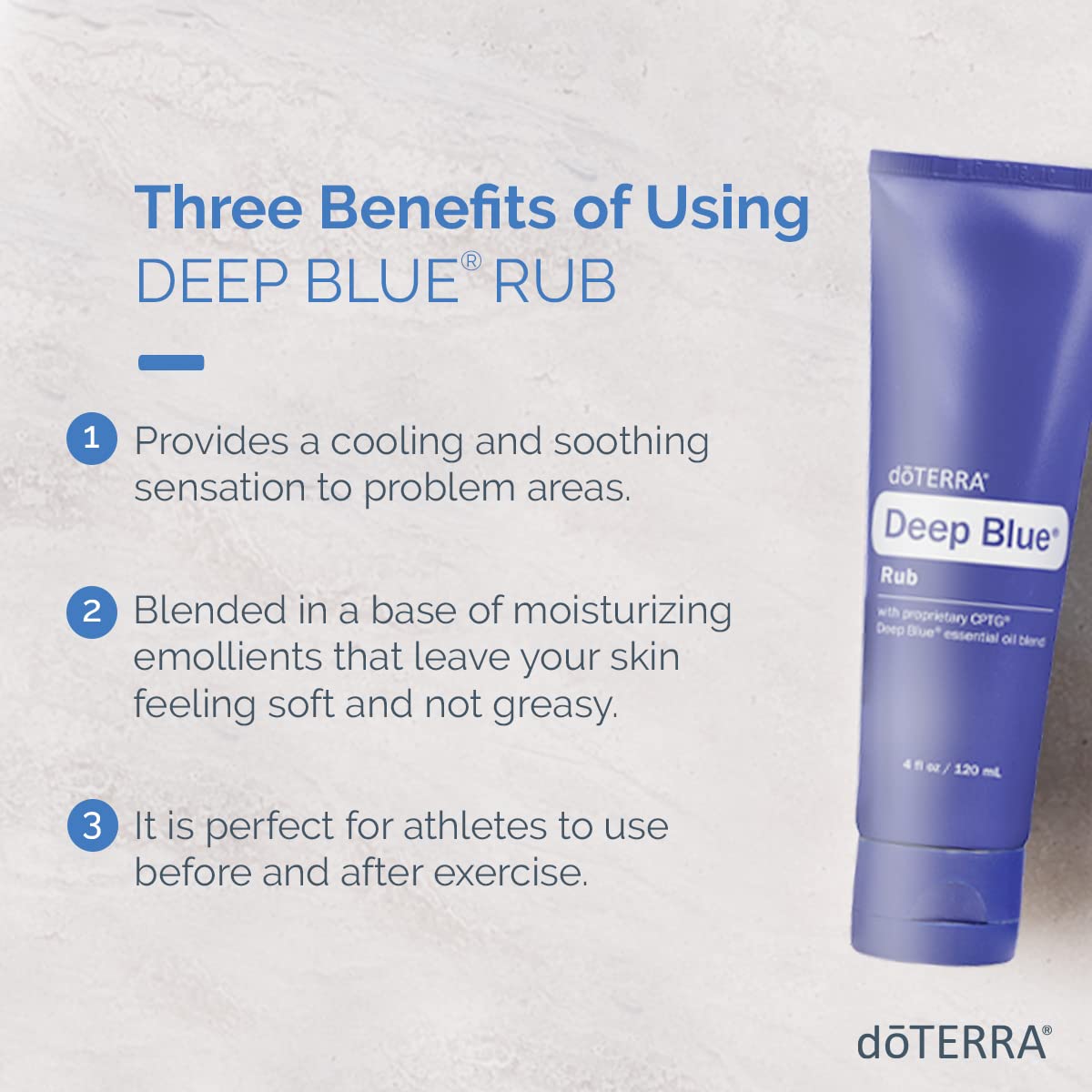 doTERRA Deep Blue Rub crema para uso diario en manos y músculos.