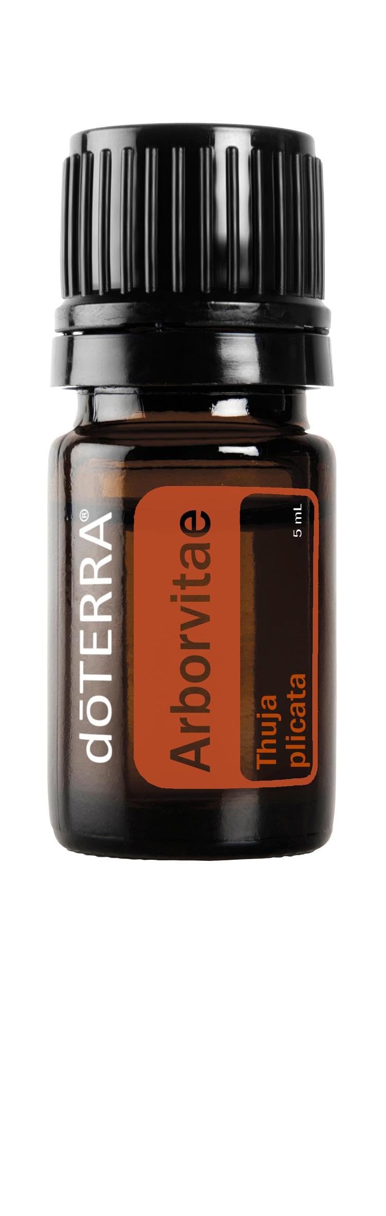 doTERRA Arborvitae, botella de 5 ml, aroma cálido y terroso para un ambiente tranquilo.