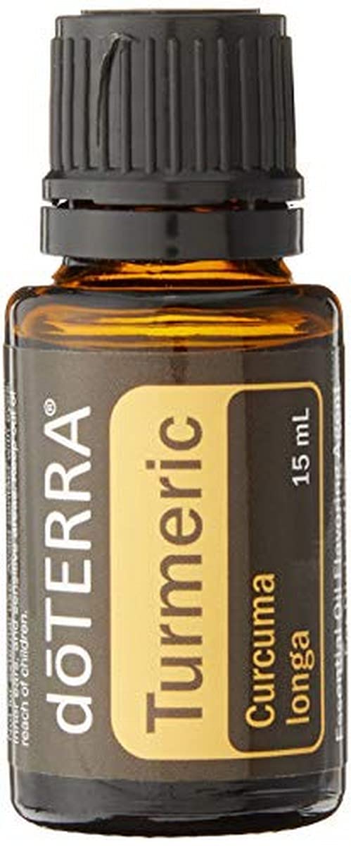 doTERRA cúrcuma aceite esencial en frasco para bienestar diario.
