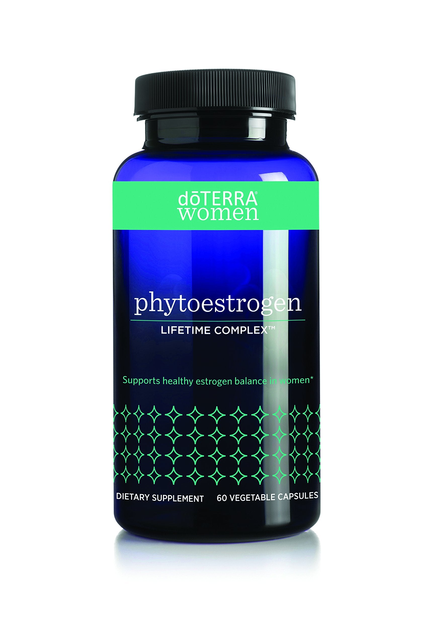 doTERRA fitoestrógenos: cápsulas en botella para apoyo hormonal diario.