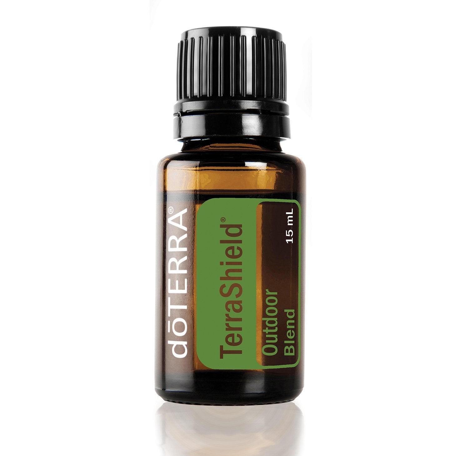 doTERRA TerraShield, botella de 15 mL, defensa natural para exteriores, ideal para difusión o uso tópico.
