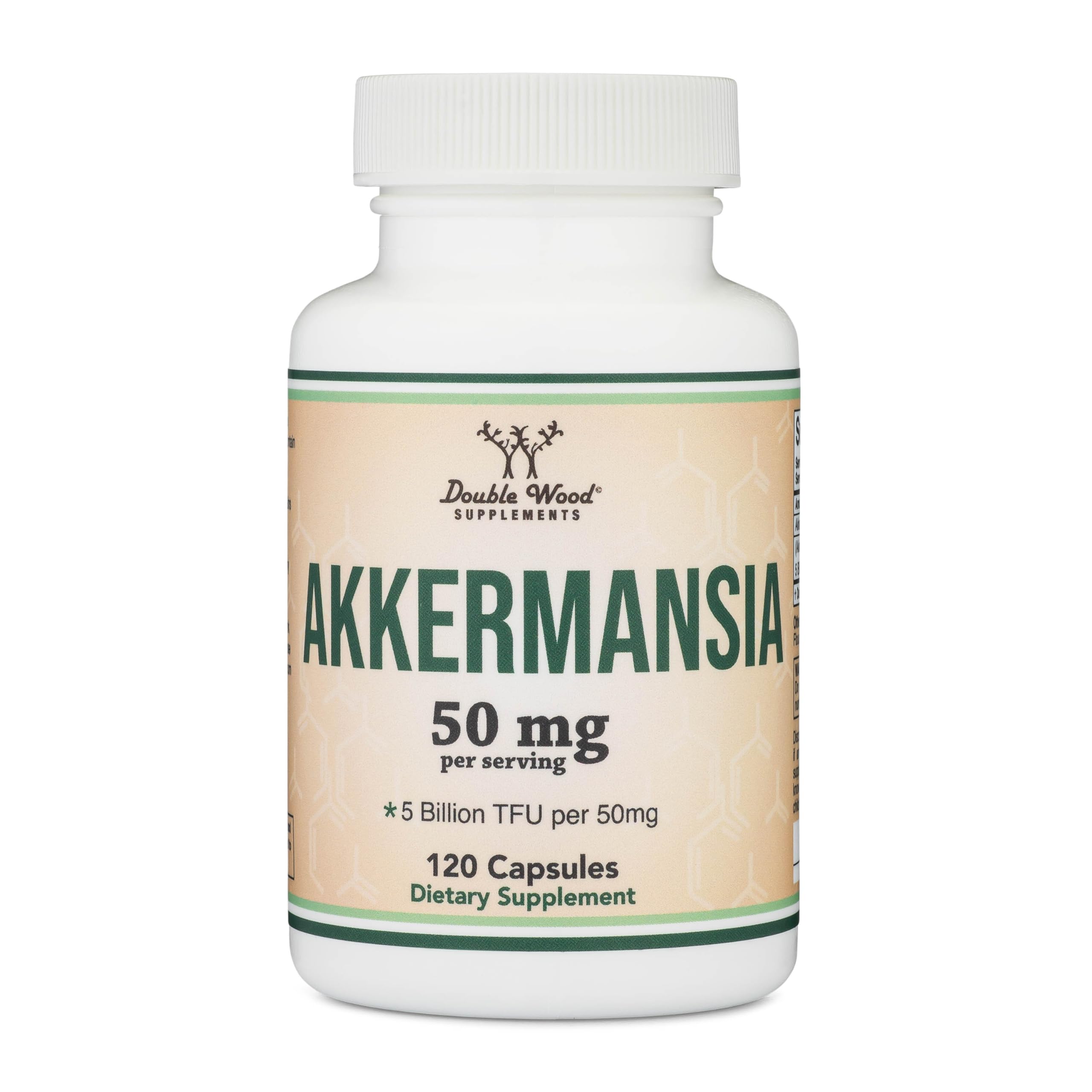 Paquete de Akkermansia Probiotico de Double Wood dos meses de suministro.