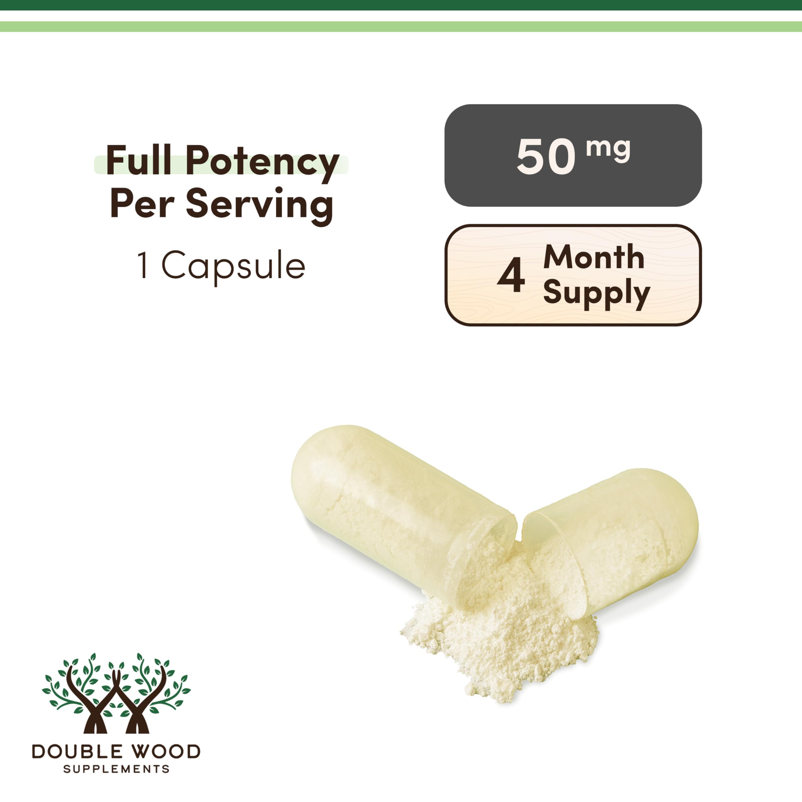 Double Wood Apigenina: embalaje premium y pruebas de calidad.