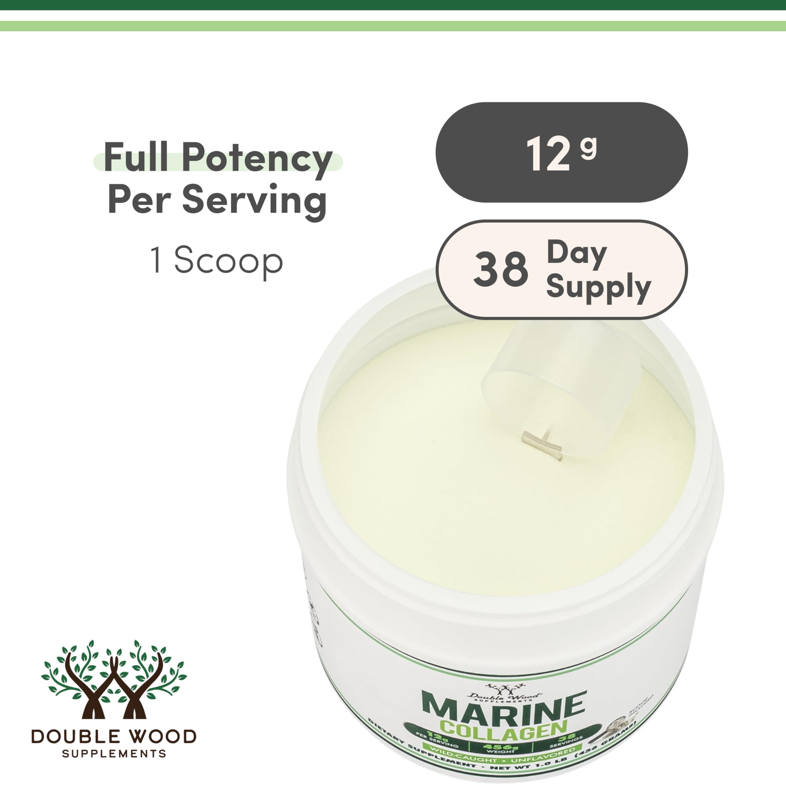 Envase de 1 lb de colágeno marino, ideal para varias semanas