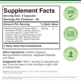 Cápsulas de Double Wood Enzimas Digestivas 800 mg, útiles para comidas copiosas.