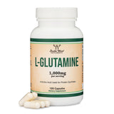Cápsulas de L-Glutamina de Double Wood en frasco para salud intestinal.