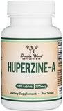 Double Wood Huperzine A frasco con tabletas 200 mcg para memoria y foco