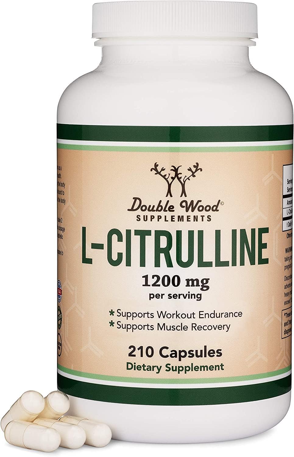 Double Wood L-Citrulina: cápsulas de 210 para apoyar energía y circulación
