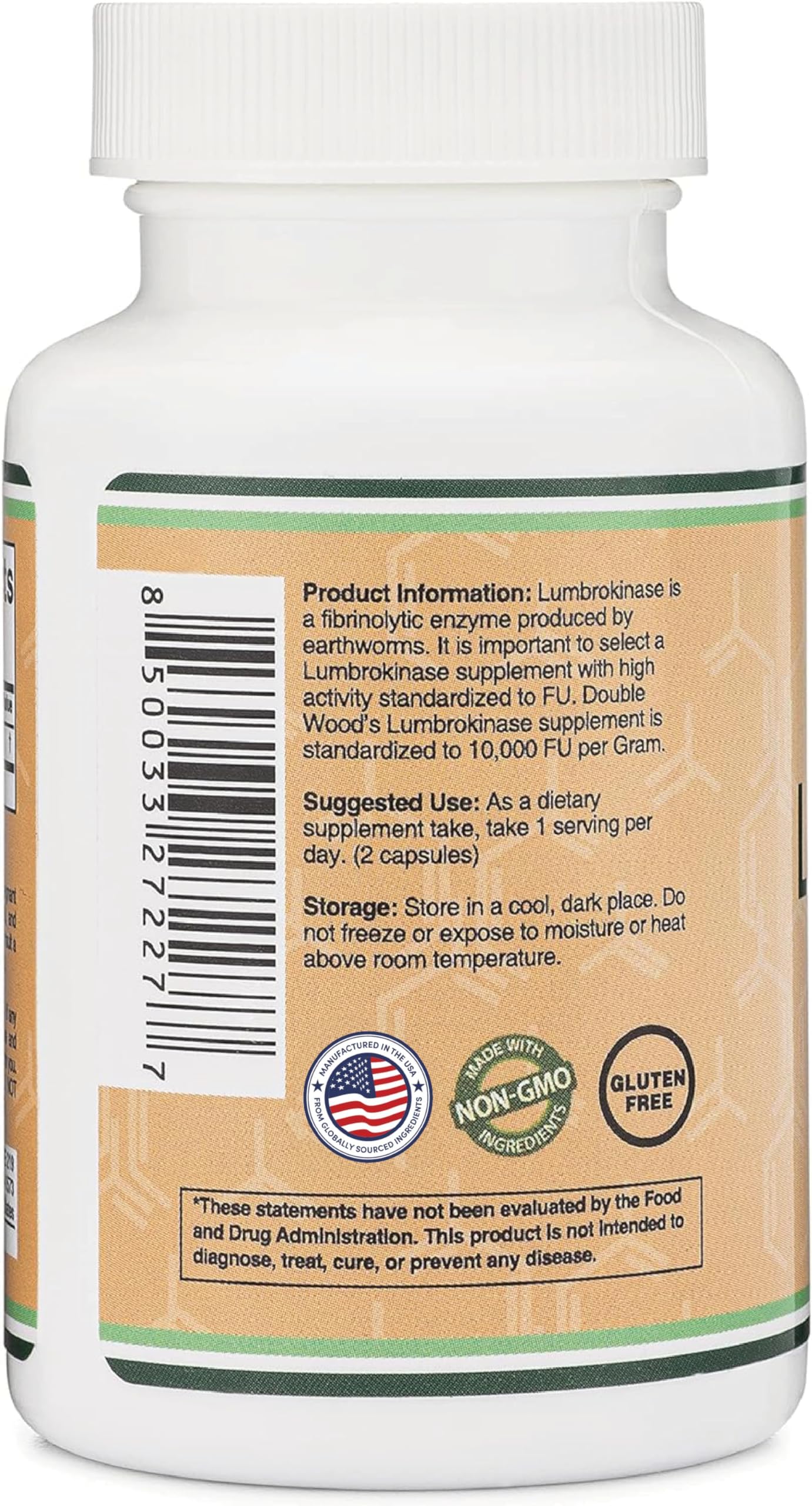 Caja de Double Wood Lumbrokinase con pruebas de terceros.