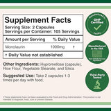 Double Wood Monolaurin cápsulas veganas, conveniente suministro para uso diario.