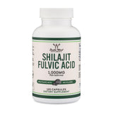 Frente de la botella Double Wood Shilajit Cápsulas para iniciar la rutina diaria.