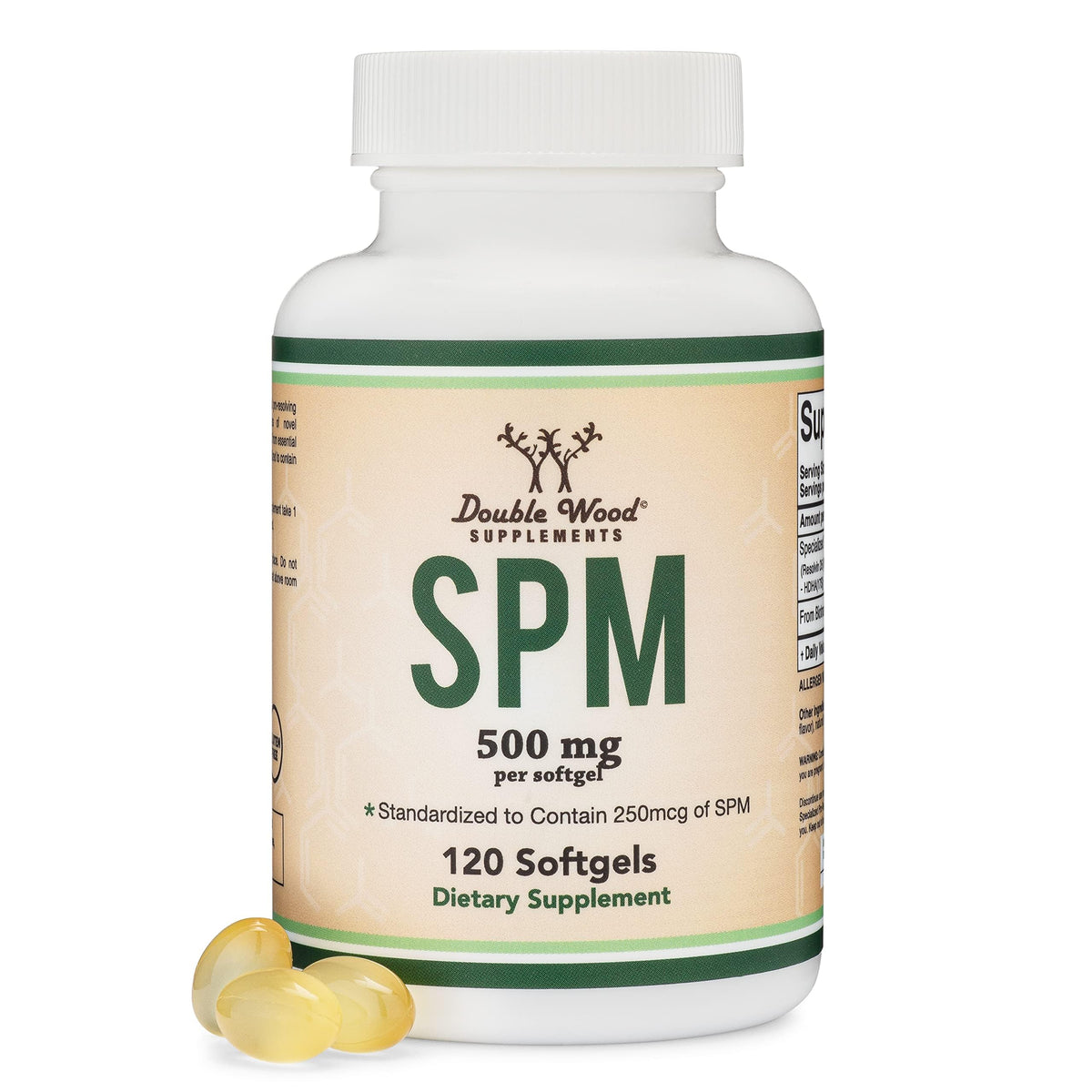 Double Wood SPM Max, botella primer plano, apoyo potencial al bienestar diario.