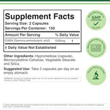 Botella de GABA Double Wood Suplementos, 300 cápsulas para uso diario