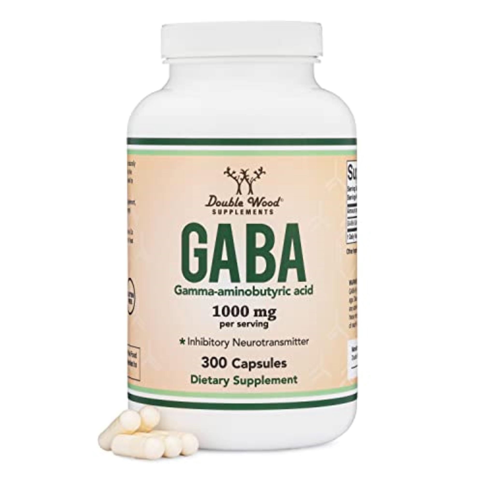 GABA Double Wood Suplementos cápsulas 1000 mg para apoyo a la relajación diaria