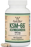 Double Wood Ashwagandha KSM-66 en botella, apoyo al bienestar diario