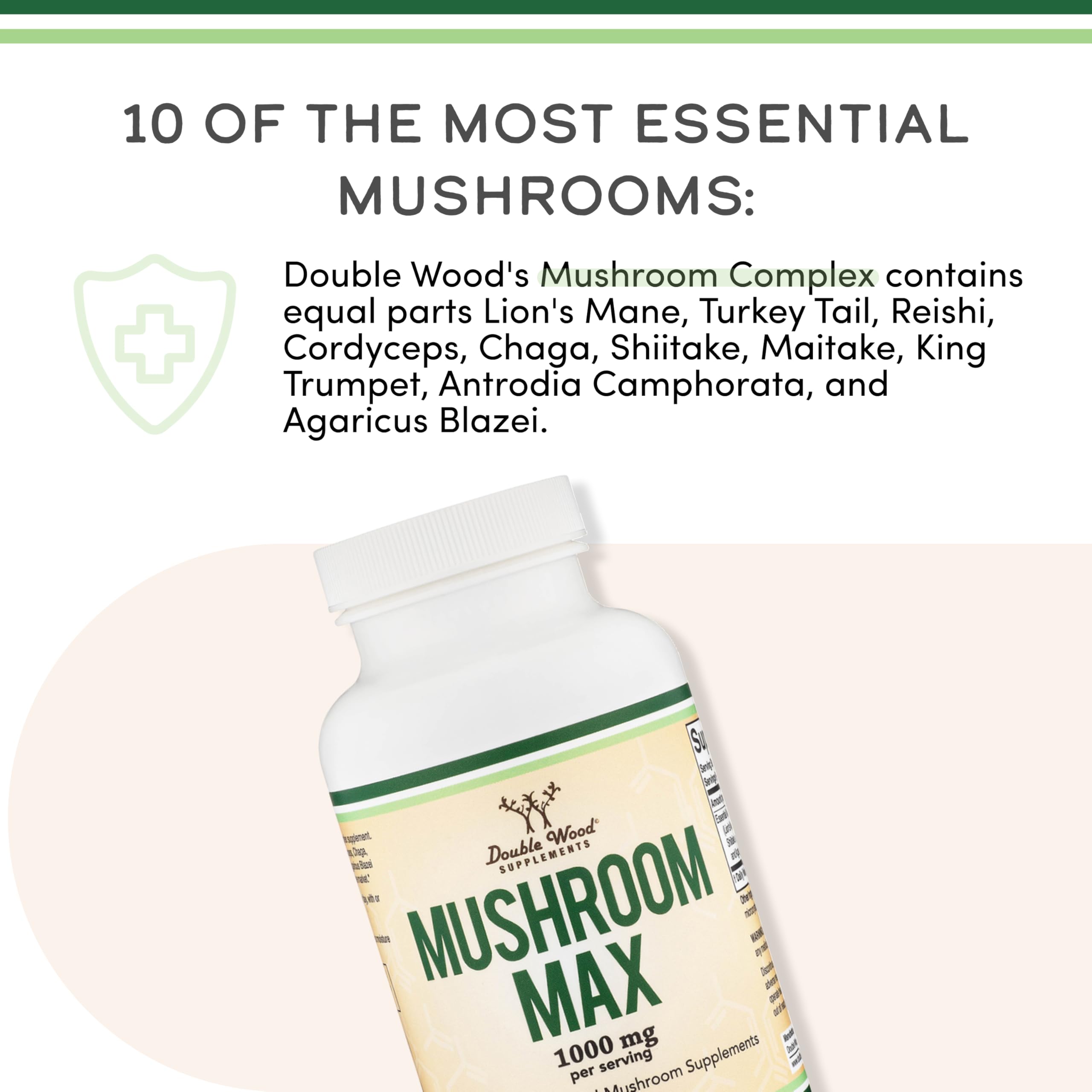 Double Wood Mushroom Complex: hongo seco resaltando ingredientes naturales.
