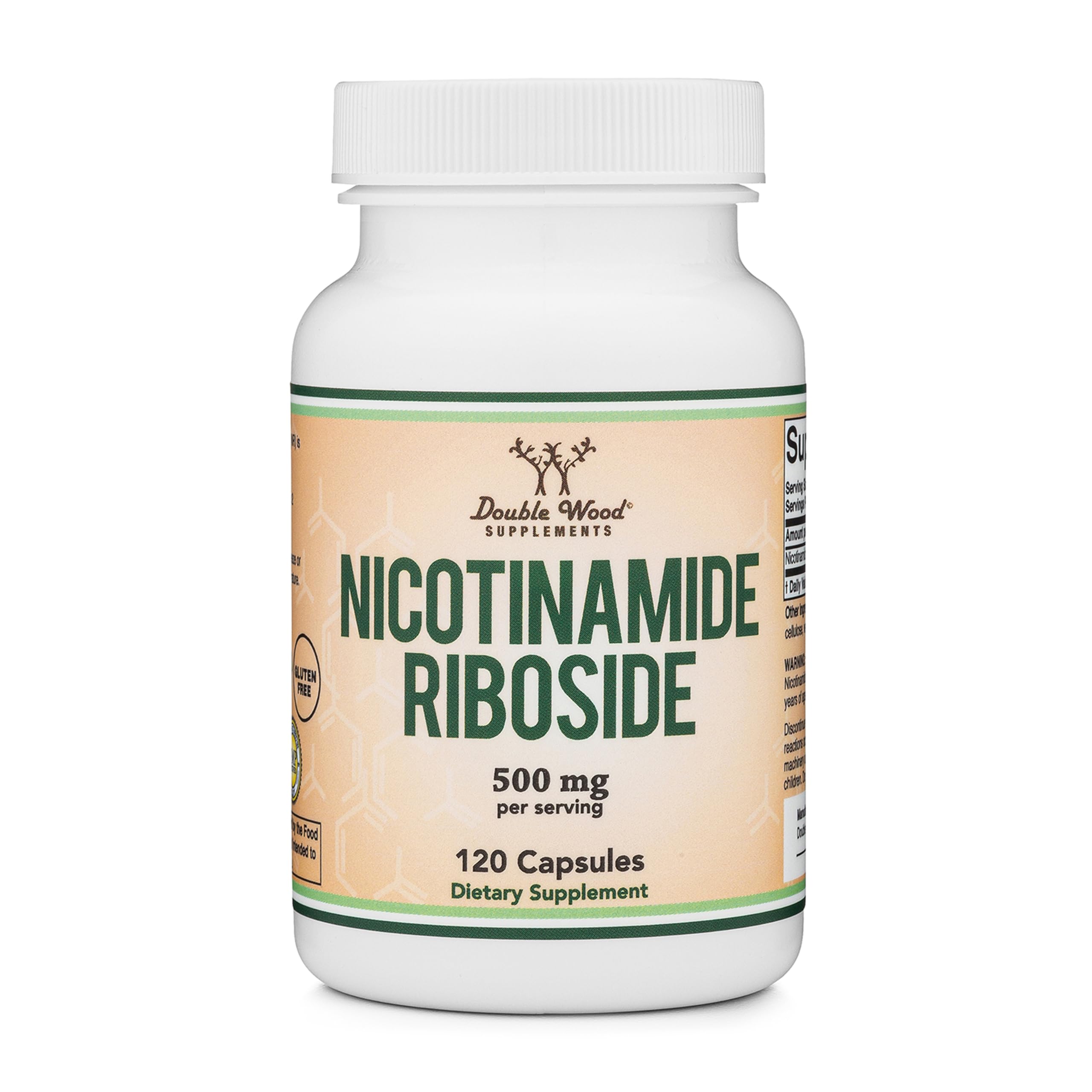 Nicotinamide Riboside de Double Wood, botella, posible apoyo a la energía diaria