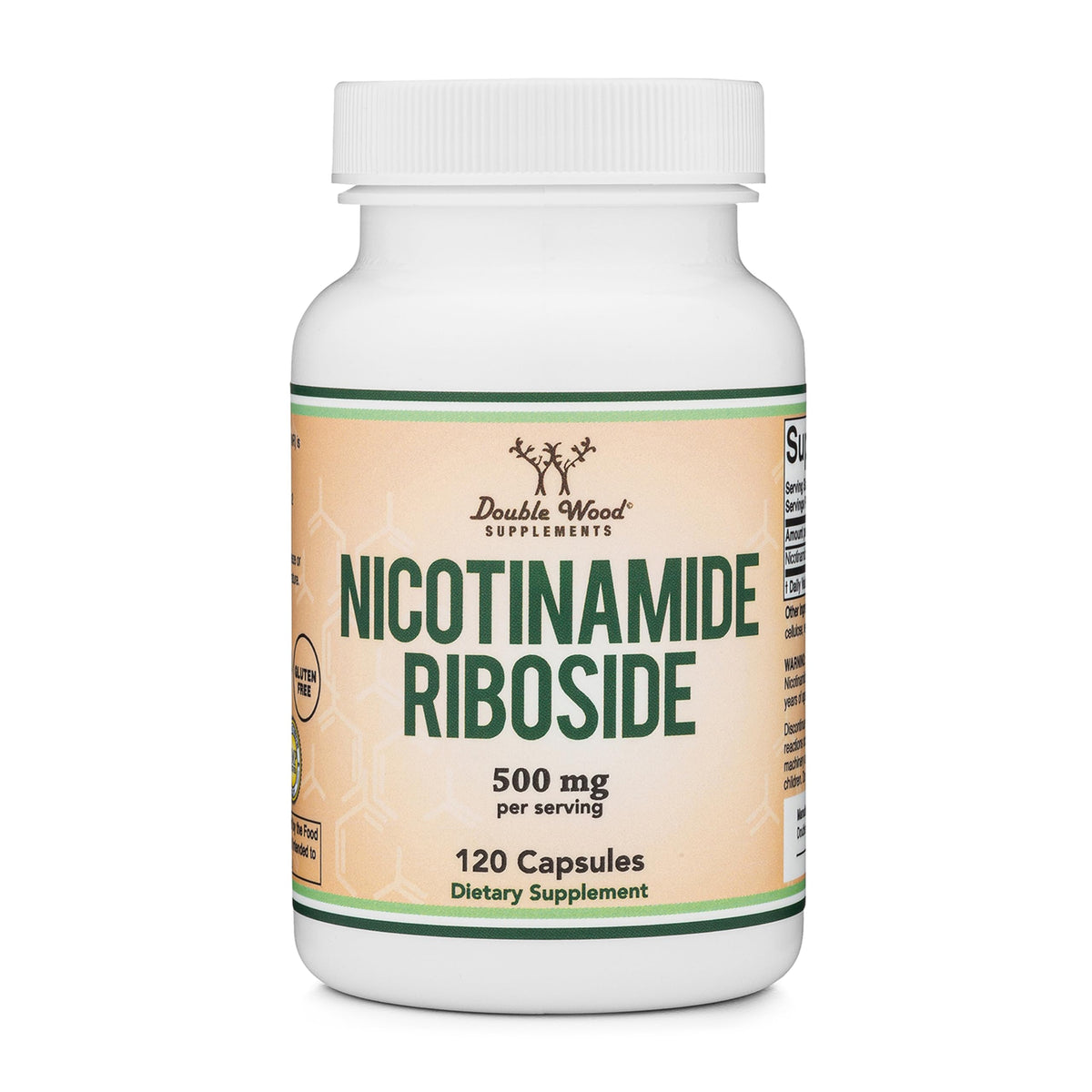 Nicotinamide Riboside de Double Wood, botella, posible apoyo a la energía diaria