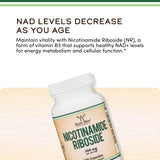 Nicotinamide Riboside de Double Wood, caja de empaque, presentación clara para compra informada
